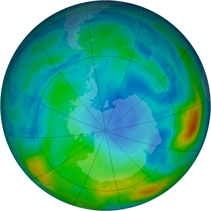 Antarctic ozone map for 27 May 2001